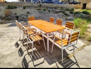 Bağ, çöl masa və oturacaq dəstləri: Yeni, Dördbucaq masa, 4 stul, Açılmayan, Stullar ilə, Taxta, Azərbaycan — 14