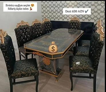 qaş stolu: Qonaq otağı üçün, Yeni, Dördbucaq masa, 6 stul — 1