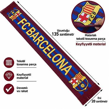 ipək parca: Barcelona azarkeş şərfi - Rənglər: bordo və göy zolaqlar, “FC — 1