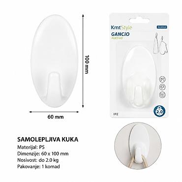 KMT Style samolepljiva kuka – ovalna Opis: - Praktična samolepljiva