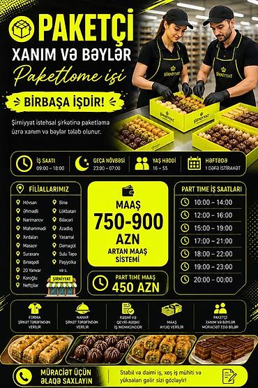 kargo paketleme işi: Qablaşdırıcı tələb olunur, İstənilən yaş, Təcrübəsiz, Aylıq ödəniş — 1