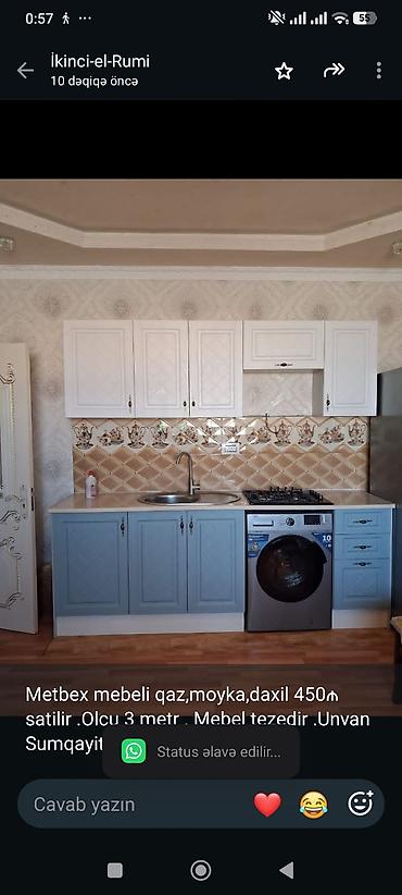 Metbex mebeli qaz,moyka,daxil 450₼ satilir .Olcu 3 metr . Mebel