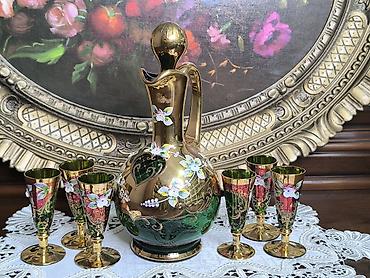 boyama seti: Boyalı şüşə karaf və 6 stəkan dəsti - Tərkib: 1 ədəd karaf + 6 ədəd — 2