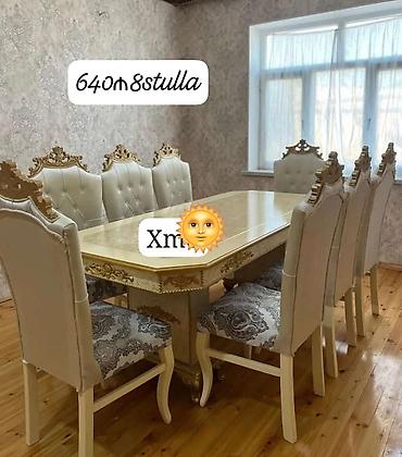 Masalar və oturacaqlar: Qonaq otağı üçün, Yeni, Dördbucaq masa, 8 stul — 1