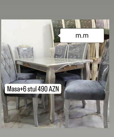 aslanoğlu mobilya: Qonaq otağı üçün, Yeni, Açılmayan, Dördbucaq masa, 6 stul, Azərbaycan