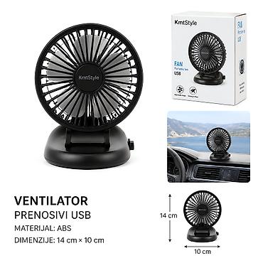 Car Heating, Cooling & Ventilation: KMT USB ventilator za automobil 295913 Kmt Style prenosivi USB — 1