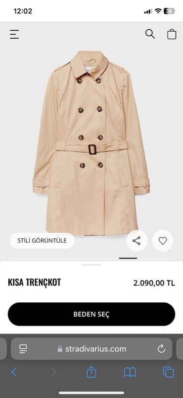 женские плащи: Plaş, Stradivarius, S (EU 36), rəng - Bej