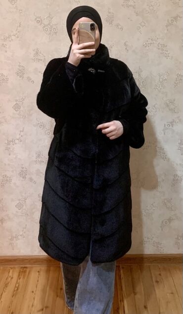 шуба мутоновая натуральная: Шуба, M, L, XL, цвет - Черный