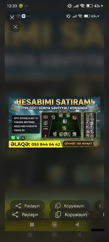 brawl stars hesab satışı telegram: EFootball mobil oyunu hesabı Xüsusiyyətlər: - Kollektiv Güc: 3196 - — 1