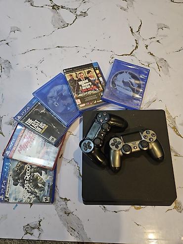 бишкек playstation 5: PlayStation 4 Slim (черная) Комплектация: - Консоль PS4 Slim — 1
