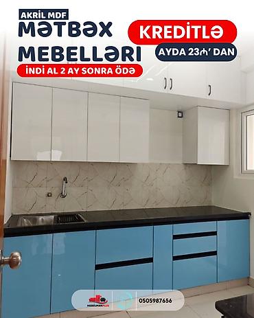 kukna mebili: Sifarişlə mətbəx dəsti, Özü çəkən petlələr, Sadə laminat, Kredit var, Pulsuz çatdırılma — 8