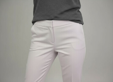 woskowane spodnie z wysokim stanem h m: Material trousers for women, size XL (EU 42)