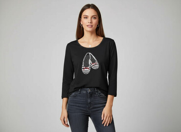 czarne koszulki damskie z nadrukiem: Gerber, Жіноча блуза, розмір S