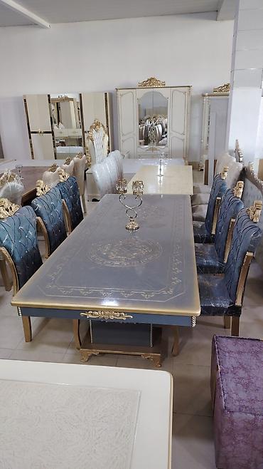 Masa və oturacaq dəstləri: Qonaq otağı üçün, Yeni, Açılmayan, Oval masa, 8 stul — 19