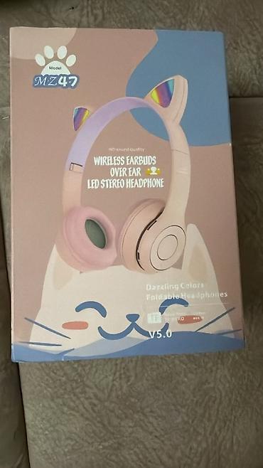 mp3 fm modulator: MZ47 Wireless Over-Ear LED Stereo Qulaqlıq - Dizayn: Pişik qulaqlı — 1