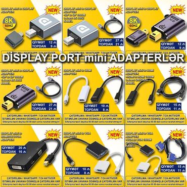 noutbuk adapteri: Displayport mini adapterlər 🚚metrolara və ünvana çatdırılma var