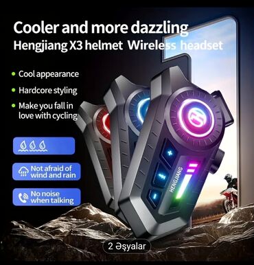 Qulaqcıqlar: HENGJIANG X3 – dəbilqə üçün Bluetooth qulaqlıq və işıqlı idarəetmə — 5