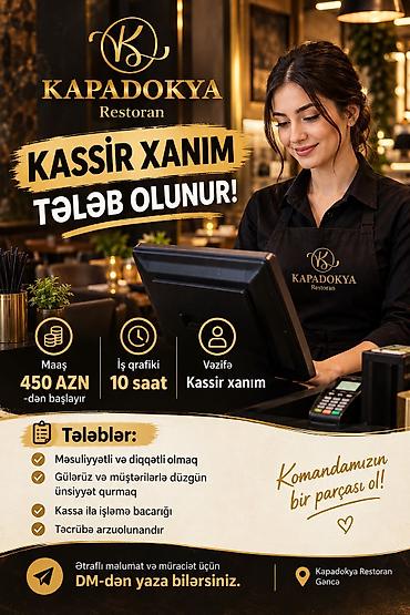 paketci teleb olunur: Кассир требуется, Только для женщин, Любой возраст, 2 раза в месяц оплата — 1