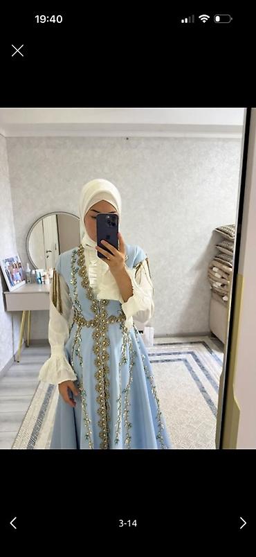 Вечерние платья: Платье в пол - Цвет: нежно-голубой. - Силуэт: расклешённая юбка — 3