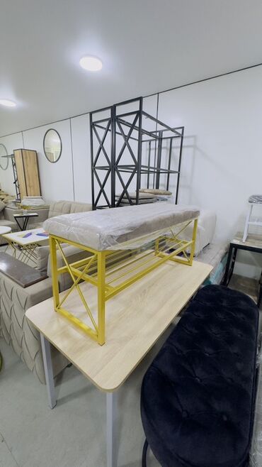 где купить полку для обуви: Банкетка, С полками, цвет - Желтый