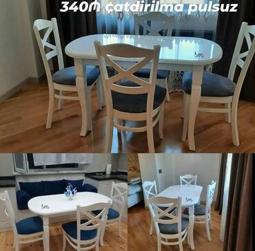 Sifarişlə masa və oturacaq dəstləri: ✔️Sifarişlə✔️ ✔️Kuxna üçün stol stul dəsti✨✨. 2 stul masa künc divan — 8