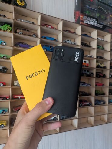 рассрочку телефоны: Poco M3, Б/у, 64 ГБ, цвет - Черный, 2 SIM