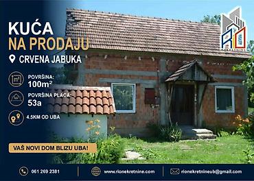 seoske kuce mrcajevci: Na prodaju kuća u Crvenoj Jabuci kod Uba površine 100m2 površina placa — 1