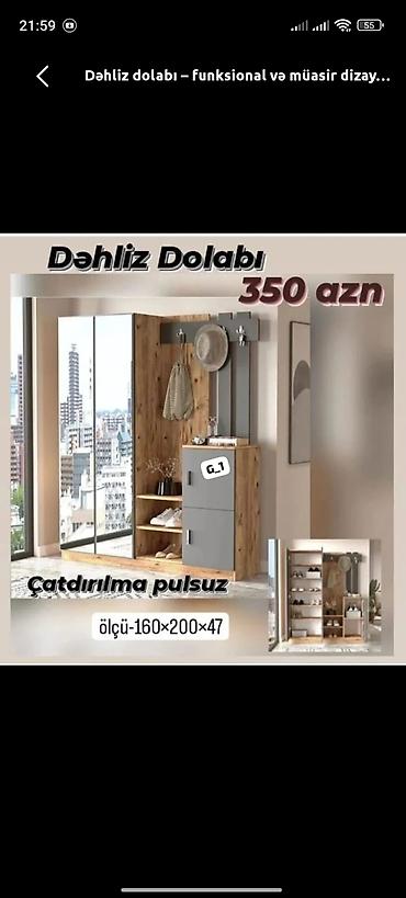 islenmis seyf qapi: Dəhliz dolabı – funksional və müasir dizayn. Xüsusiyyətlər: - Ölçü — 1