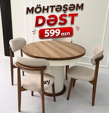 Möhtəşəm Dəst – 599 AZN Yuvarlaq yemək masası və 4 ədəd stuldan