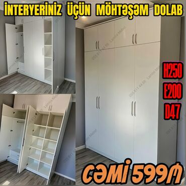 4 qapılı şkaf: Qarderob, paltar dolabı, Yeni, 4 qapılı, Açılan, Düz dolab, Azərbaycan