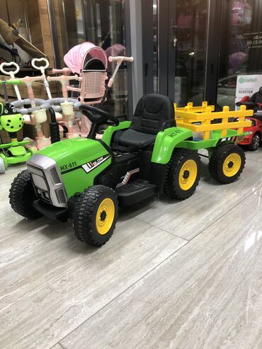 купить детский трактор с прицепом: Электрокар Синий трактор с прицепом