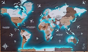 Ostali kućni dekor: Led mapa sveta 250×150 cm 3D sa podlogom Istražite lepotu dekorativne — 6