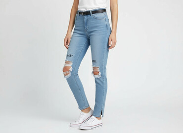 dekatyzowane jeansy: PrettyLittleThing, Jeans for women, size S