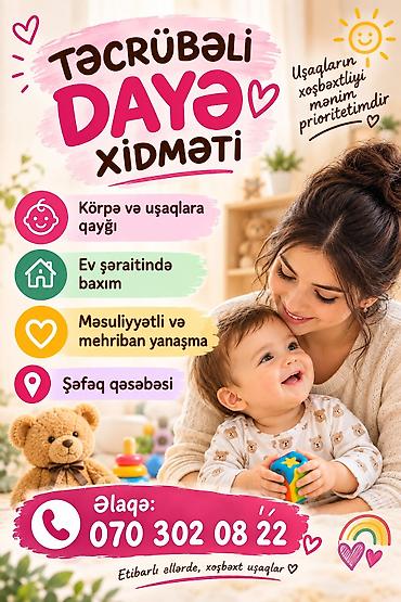 Təcrübəli dayə xidməti - Körpə və uşaqlara qayğı - Ev şəraitində lalafo.az -da Təcrübəli dayə xidməti - Körpə və uşaqlara qayğı - Ev şəraitində