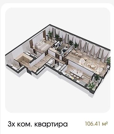 панорама 2: 3 комнаты, 105 м², Элитка, 10 этаж, ПСО (под самоотделку) — 4