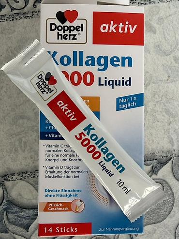 liquid brun: Almaniyadan gətirilib. Doppelherz aktiv Kollagen 5000 Liquid – 14 ədəd — 2