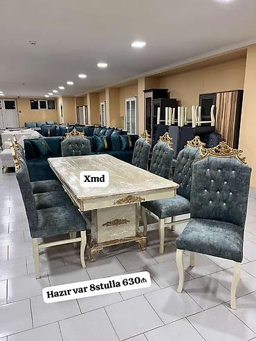 Masa və oturacaq dəstləri: Qonaq otağı üçün, Yeni, Açılan, Dördbucaq masa, 6 stul — 10