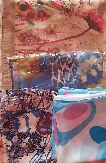 Платки: Платок, Осень-весна, Шерсть, Однотонный, С бахромой, Вязаная модель — 5