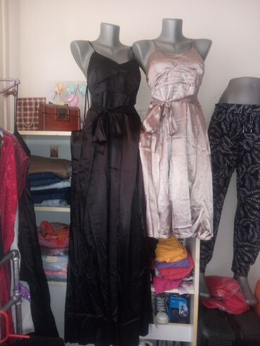 satenske haljine na preklop: M (EU 38), XL (EU 42), Večernji, maturski, Na bretele