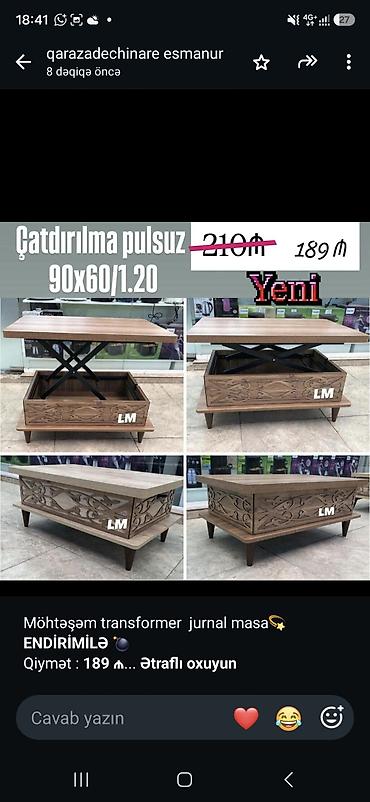 Jurnal masası, Yeni, Transformer, Taxta lalafo.az -da Jurnal masası, Yeni, Transformer, Taxta