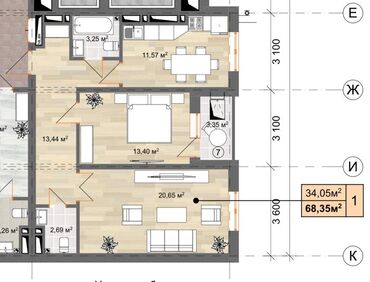 продаю элитку: 2 бөлмө, 69 кв. м, Элитка, 7 кабат, Евроремонт