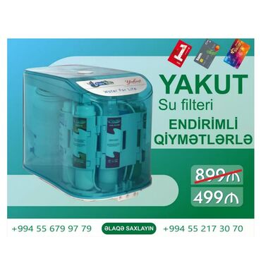 Su üçün kulerlər və dispenserlər: Su filteri Yakut 🇩🇪 Almaniya, 🇮🇹 İtaliya və 🇹🇷 Türkiyə istehsalı olan
