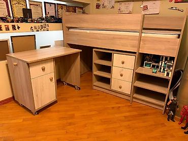 Uşaq mebeli: Uşaq üçün funksional loft tipli çarpayı və saxlama modulu dəsti - — 7
