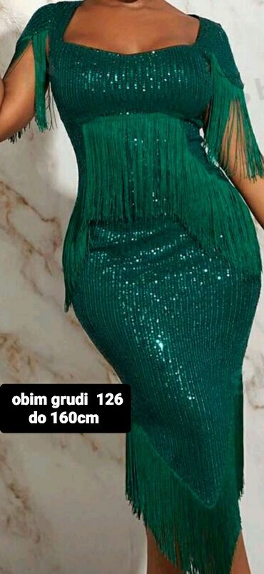 haljina sa resama vl: 4XL (EU 48), bоја - Zelena, Večernji, maturski