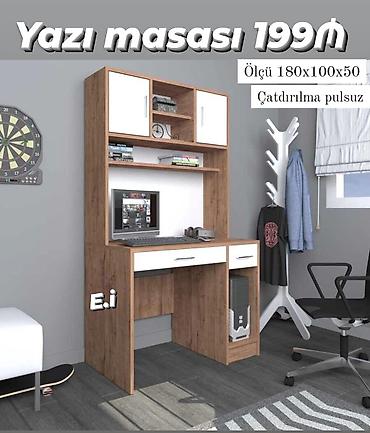 sekis masaş: Düz masa, Polkalı, Siyirməli, Teksturalı laminat, Zəmanətsiz, Kredit yoxdur — 1