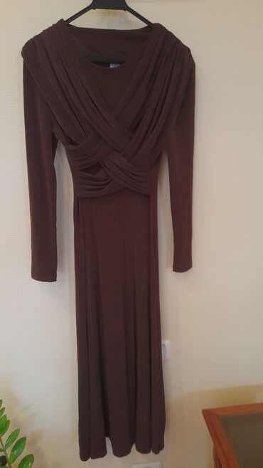 женское платье с воланом: Коктейльное платье, Миди, L (EU 40)