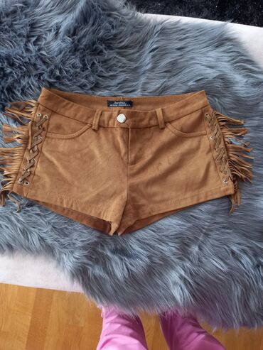 ženske letnje pantalone: S (EU 36), Velor, color - Brown, Single-colored