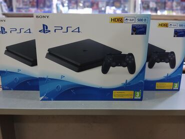 PS4 (Sony Playstation 4): Playstation 4 ( 500 gb ) slim. Tam yeni, bağlı qutuda. Say məhduddur