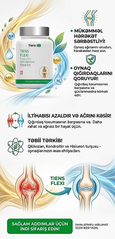 Tiens Flexsi (Qlükozamin)– oynaq sağlamlığı üçün qida əlavəsi (tablet) lalafo.az -da Tiens Flexsi (Qlükozamin)– oynaq sağlamlığı üçün qida əlavəsi (tablet)