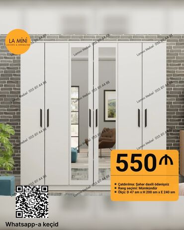 Divanlar: Yeni, Açılan, 6 qapı Düz dolab, Qarderob, paltar dolabı, Azərbaycan